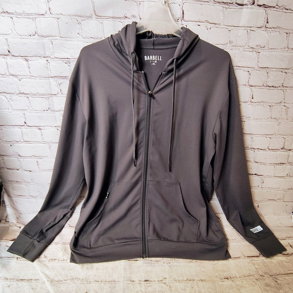Barbell Mens XXL Active Stealth Grey Zip Performance Hoodie